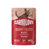 Супер премиум  пауч в желе за подрастващи  котенца Carnilove Rabbit with Marigold със заешко месо  и невен 85 гр